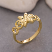 14K Solid Gold Flower Ring Y108