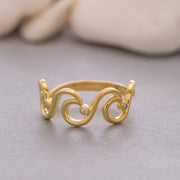 14K Solid Gold Wave Ring Y112