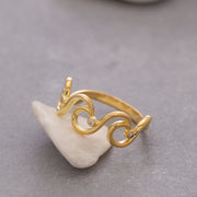 14K Solid Gold Wave Ring Y112