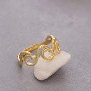 14K Solid Gold Wave Ring Y112