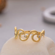 14K Solid Gold Wave Ring Y112