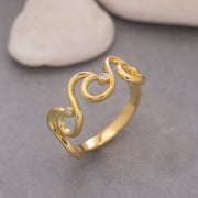 14K Solid Gold Wave Ring Y112