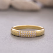 14K Solid Gold Pave Dome Ring Y118