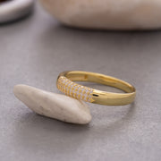 14K Solid Gold Pave Dome Ring Y118