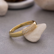 14K Solid Gold Pave Dome Ring Y118