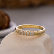 14K Solid Gold Pave Dome Ring Y118