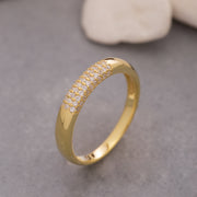 14K Solid Gold Pave Dome Ring Y118