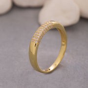 14K Solid Gold Pave Dome Ring Y118