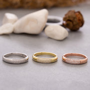 14K Solid Gold Pave Dome Ring Y118