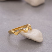14K Solid Gold Zig Zag Ring Y119