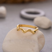 14K Solid Gold Zig Zag Ring Y119