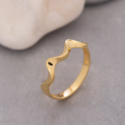 14K Solid Gold Zig Zag Ring Y119