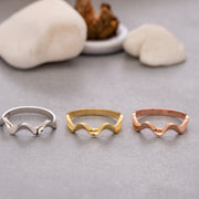 14K Solid Gold Zig Zag Ring Y119