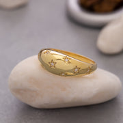 14K Solid Gold Star Dome Ring Y121