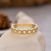 14K Solid Gold Chain Ring Y124
