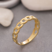14K Solid Gold Chain Ring Y124