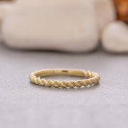 14K Solid Gold Rope Ring Y128