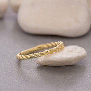 14K Solid Gold Rope Ring Y128