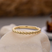 14K Solid Gold Rope Ring Y128