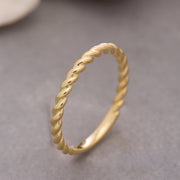 14K Solid Gold Rope Ring Y128