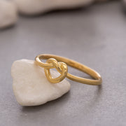 14K Solid Gold Love Knot Ring Y129
