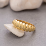 14k Solid Gold Croissant Dome Ring Y130