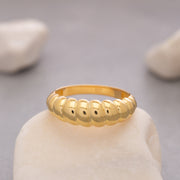 14k Solid Gold Croissant Dome Ring Y130