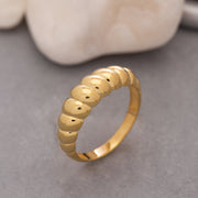 14k Solid Gold Croissant Dome Ring Y130