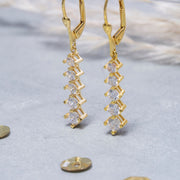 14K Solid Gold Five Stone Earrings E5