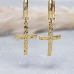 Load image into Gallery viewer, 14K Solid Gold Cross Earrings E17
