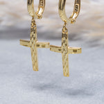 Load image into Gallery viewer, 14K Solid Gold Cross Earrings E17
