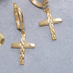 Load image into Gallery viewer, 14K Solid Gold Cross Earrings E17
