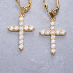 Load image into Gallery viewer, 14K Solid Gold Cross Earrings E15
