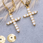 Load image into Gallery viewer, 14K Solid Gold Cross Earrings E15
