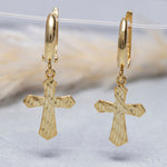 Load image into Gallery viewer, 14K Solid Gold Cross Earrings E6
