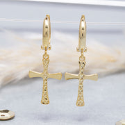 14K Solid Gold Cross Earrings E4