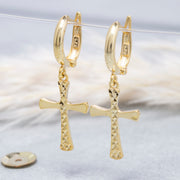 14K Solid Gold Cross Earrings E4