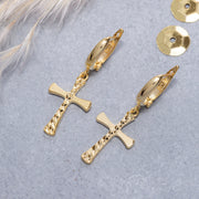 14K Solid Gold Cross Earrings E4
