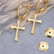 14K Solid Gold Cross Earrings E4