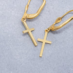 Load image into Gallery viewer, 14K Solid Gold Cross Earrings E11
