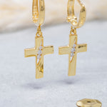 Load image into Gallery viewer, 14K Solid Gold Cross Earrings E16
