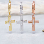 Load image into Gallery viewer, 14K Solid Gold Cross Earrings E16
