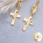 Load image into Gallery viewer, 14K Solid Gold Cross Earrings E16
