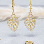 Load image into Gallery viewer, 14K Solid Gold Leaf Earrings E13
