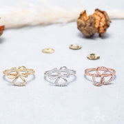 14K Solid Gold Flower Ring Y77