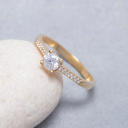 14K Solid Gold Solitaire Ring T18