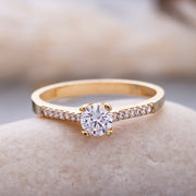 14K Solid Gold Solitaire Ring T18