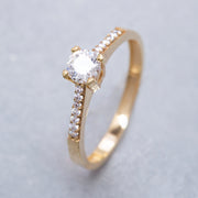 14K Solid Gold Solitaire Ring T18