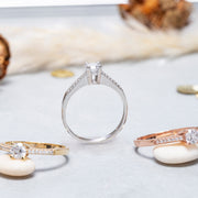 14K Solid Gold Solitaire Ring T18