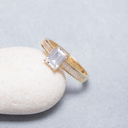 14K Solid Gold Baguette Ring B6